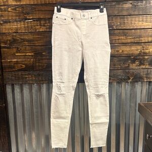 HUE Distressed White Skinny Jeans